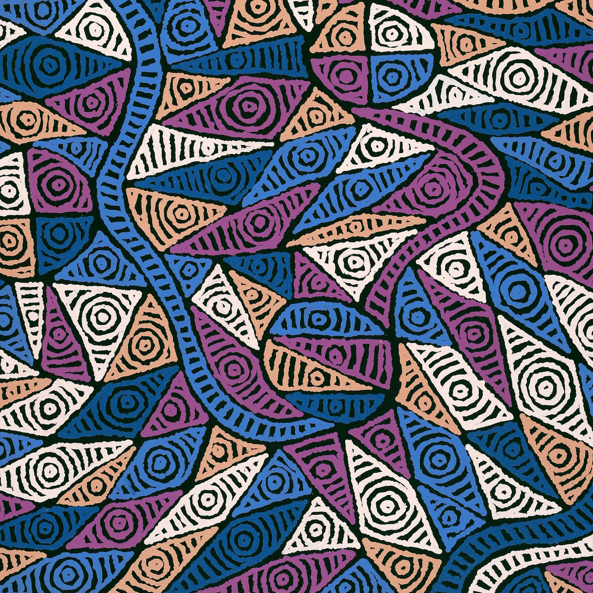 Aboriginal Art by Pauline Napangardi Gallagher, Mina Mina Jukurrpa - Ngalyipi, 107x76cm - ART ARK®