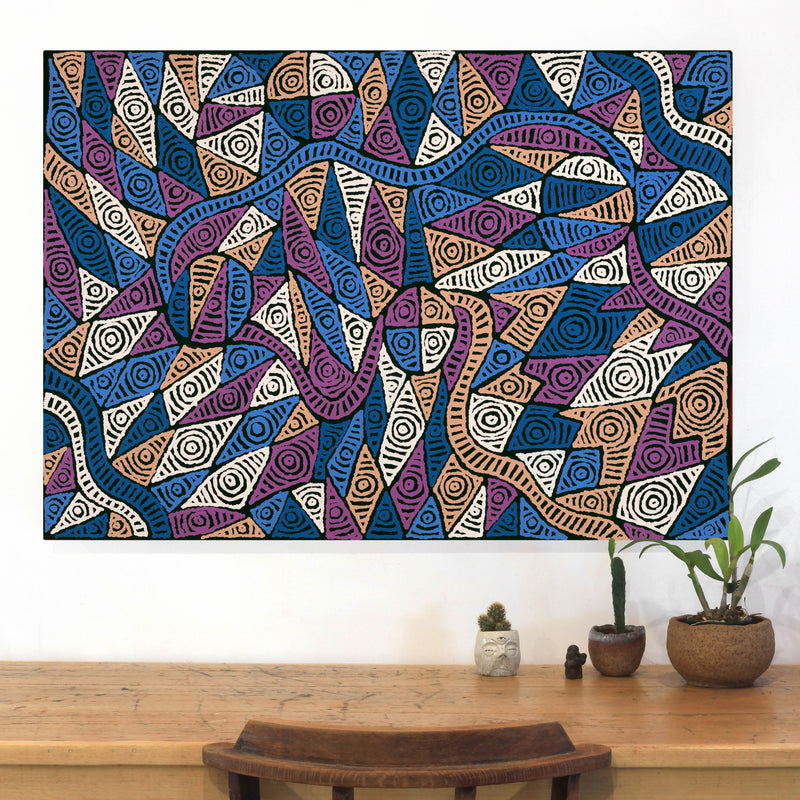 Aboriginal Artwork by Pauline Napangardi Gallagher, Mina Mina Jukurrpa - Ngalyipi, 107x76cm