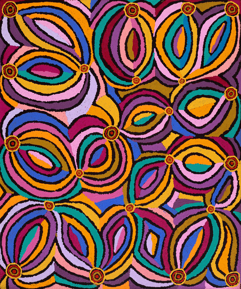 Aboriginal Artwork by Pauline Napangardi Gallagher, Mina Mina Jukurrpa - Ngalyipi, 91x76cm