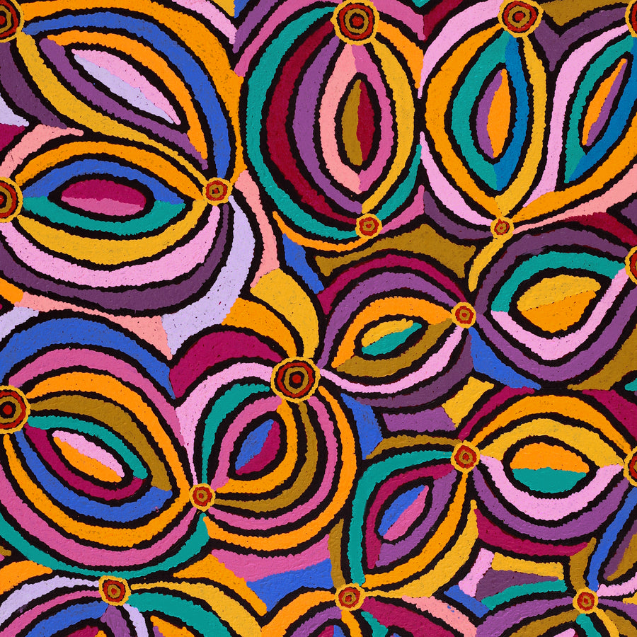Aboriginal Artwork by Pauline Napangardi Gallagher, Mina Mina Jukurrpa - Ngalyipi, 91x76cm