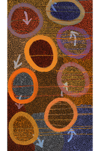 Aboriginal Artwork by Pauline Nampijinpa Singleton, Yankirri Jukurrpa (Emu Dreaming) - Ngarlikurlangu, 107x61cm