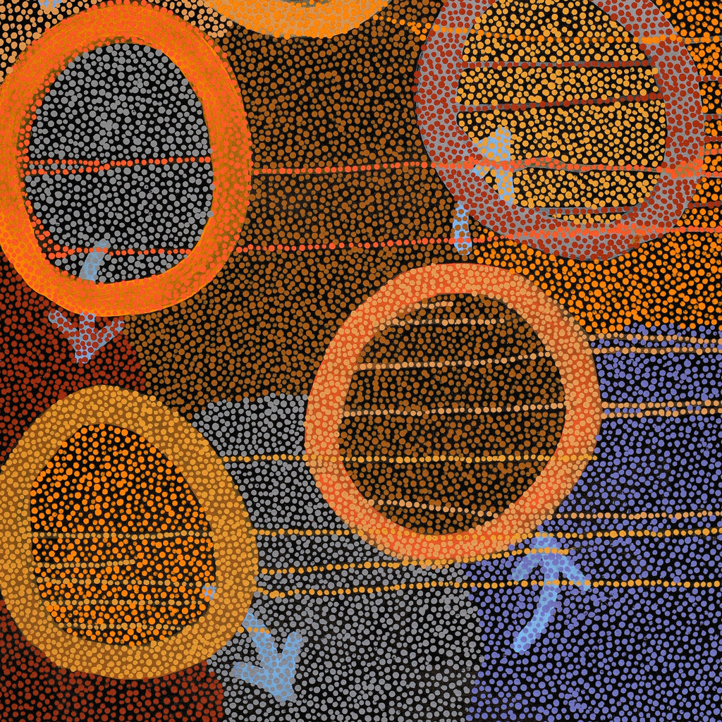 Aboriginal Artwork by Pauline Nampijinpa Singleton, Yankirri Jukurrpa (Emu Dreaming) - Ngarlikurlangu, 107x61cm