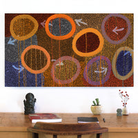Aboriginal Artwork by Pauline Nampijinpa Singleton, Yankirri Jukurrpa (Emu Dreaming) - Ngarlikurlangu, 107x61cm