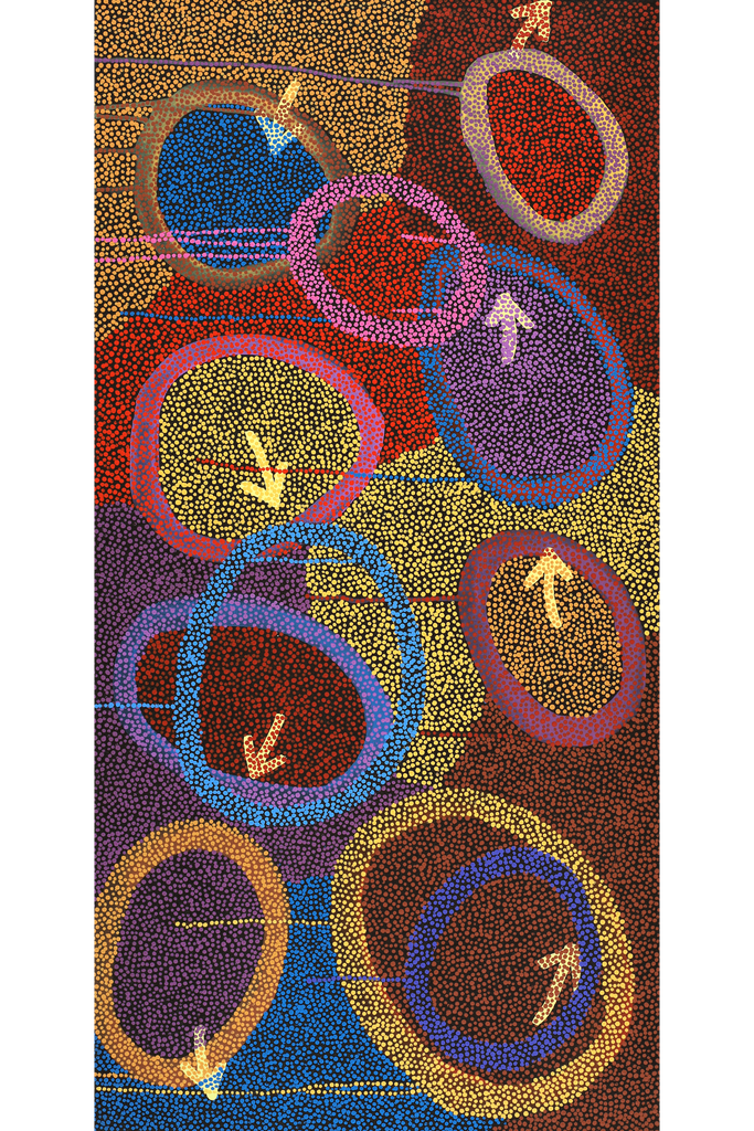 Aboriginal Artwork by Pauline Nampijinpa Singleton, Yankirri Jukurrpa (Emu Dreaming) - Ngarlikurlangu, 122x61cm