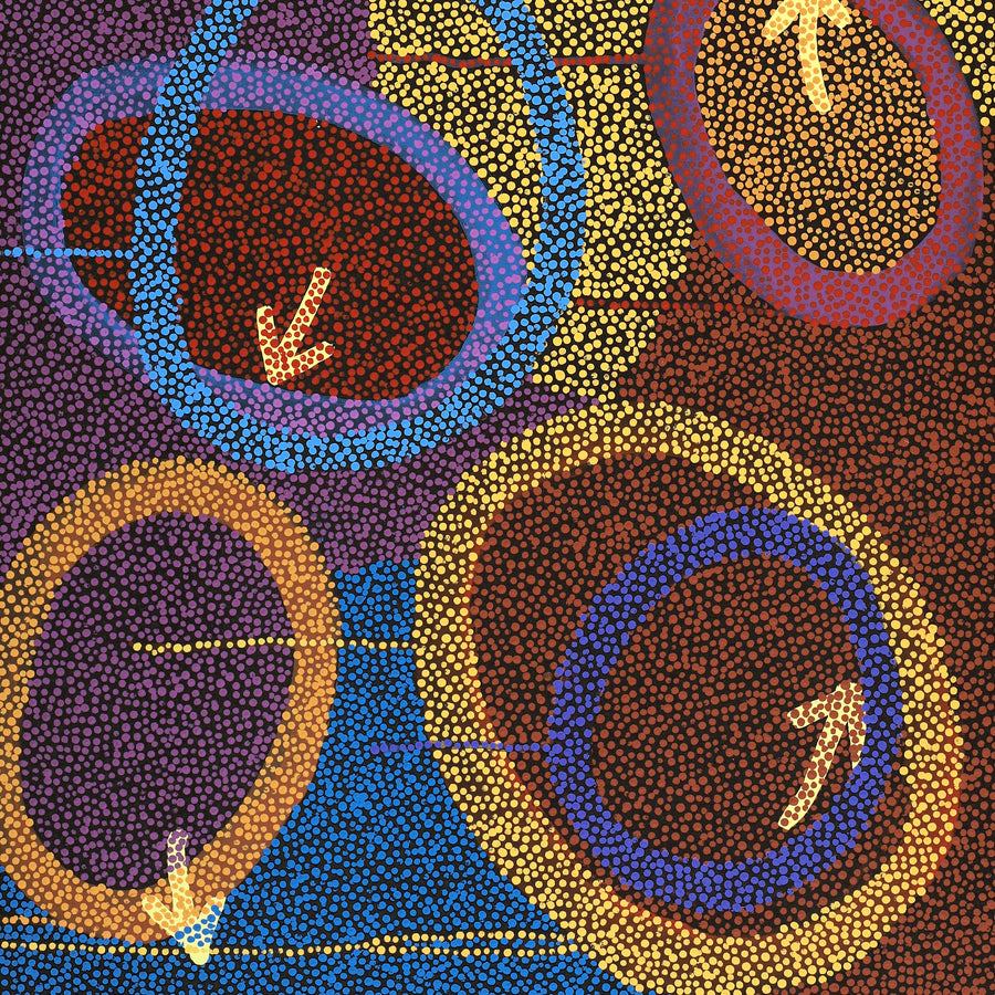 Aboriginal Artwork by Pauline Nampijinpa Singleton, Yankirri Jukurrpa (Emu Dreaming) - Ngarlikurlangu, 122x61cm