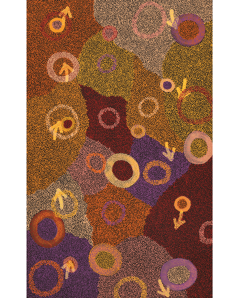 Aboriginal Artwork by Pauline Nampijinpa Singleton, Yankirri Jukurrpa (Emu Dreaming) - Ngarlikurlangu, 122x76cm