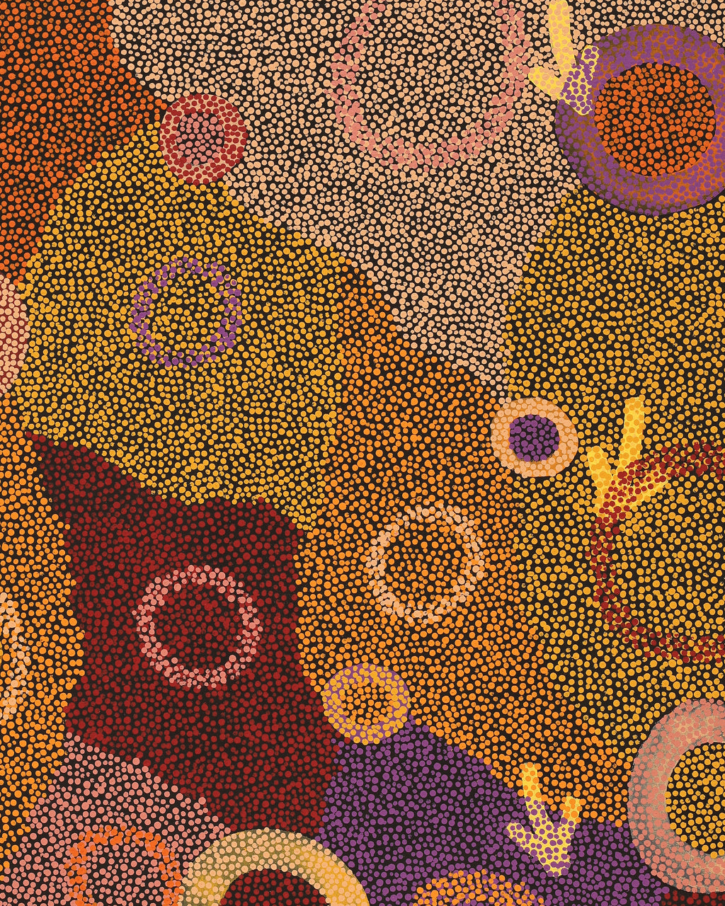 Aboriginal Artwork by Pauline Nampijinpa Singleton, Yankirri Jukurrpa (Emu Dreaming) - Ngarlikurlangu, 122x76cm