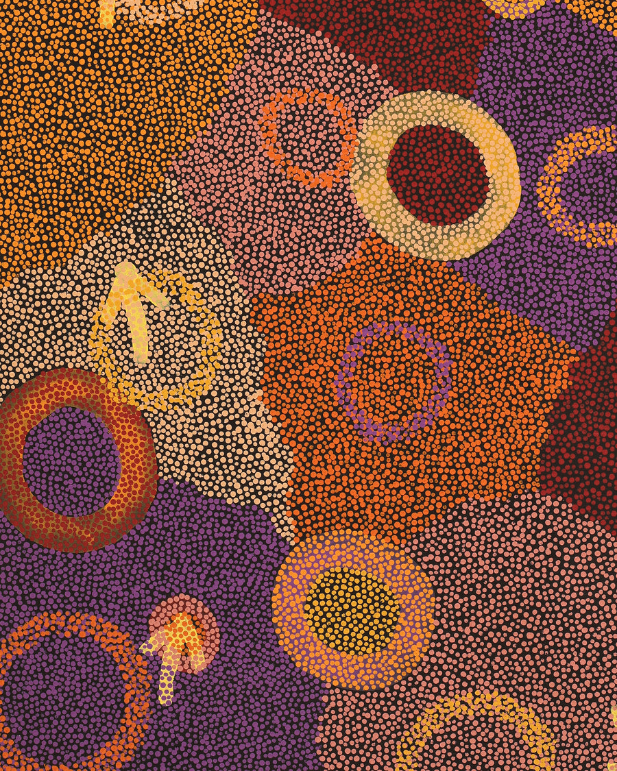 Aboriginal Artwork by Pauline Nampijinpa Singleton, Yankirri Jukurrpa (Emu Dreaming) - Ngarlikurlangu, 122x76cm