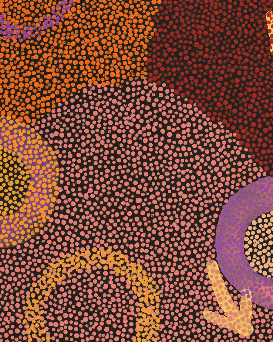 Aboriginal Artwork by Pauline Nampijinpa Singleton, Yankirri Jukurrpa (Emu Dreaming) - Ngarlikurlangu, 122x76cm