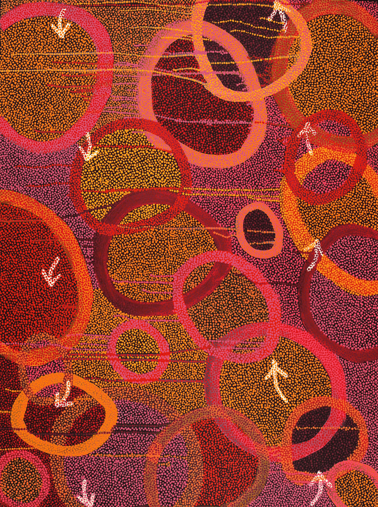 Aboriginal Artwork by Pauline Nampijinpa Singleton, Yankirri Jukurrpa (Emu Dreaming) - Ngarlikurlangu, 122x91cm