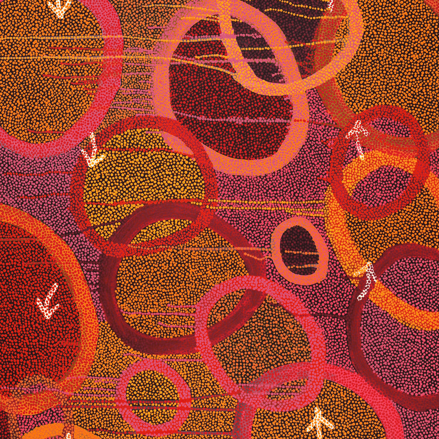 Aboriginal Artwork by Pauline Nampijinpa Singleton, Yankirri Jukurrpa (Emu Dreaming) - Ngarlikurlangu, 122x91cm
