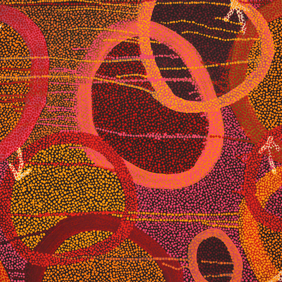 Aboriginal Artwork by Pauline Nampijinpa Singleton, Yankirri Jukurrpa (Emu Dreaming) - Ngarlikurlangu, 122x91cm