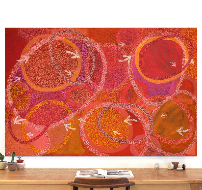 Aboriginal Artwork by Pauline Nampijinpa Singleton, Yankirri Jukurrpa (Emu Dreaming) - Ngarlikurlangu, 182x122cm