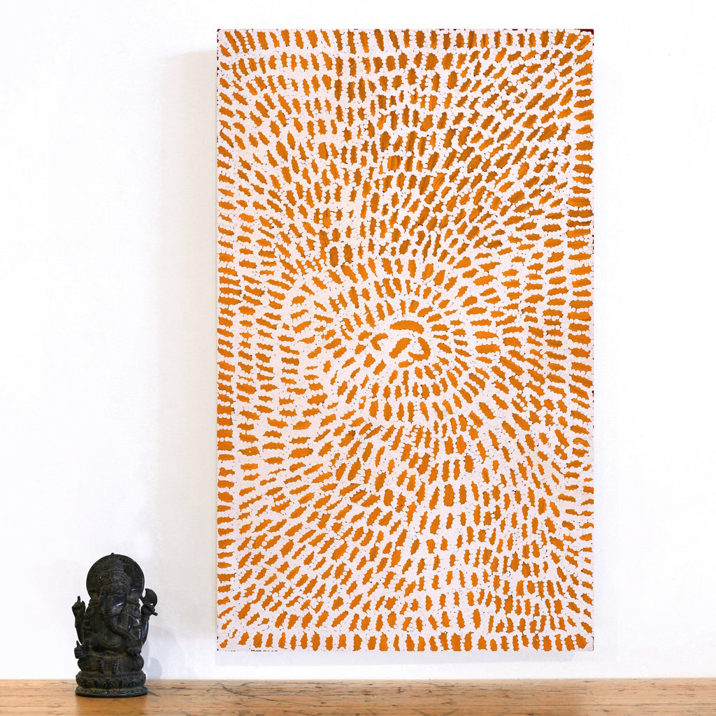 Aboriginal Artwork by Peggy Nampijinpa Brown, Warlukurlangu Jukurrpa (Fire country Dreaming), 76x46cm
