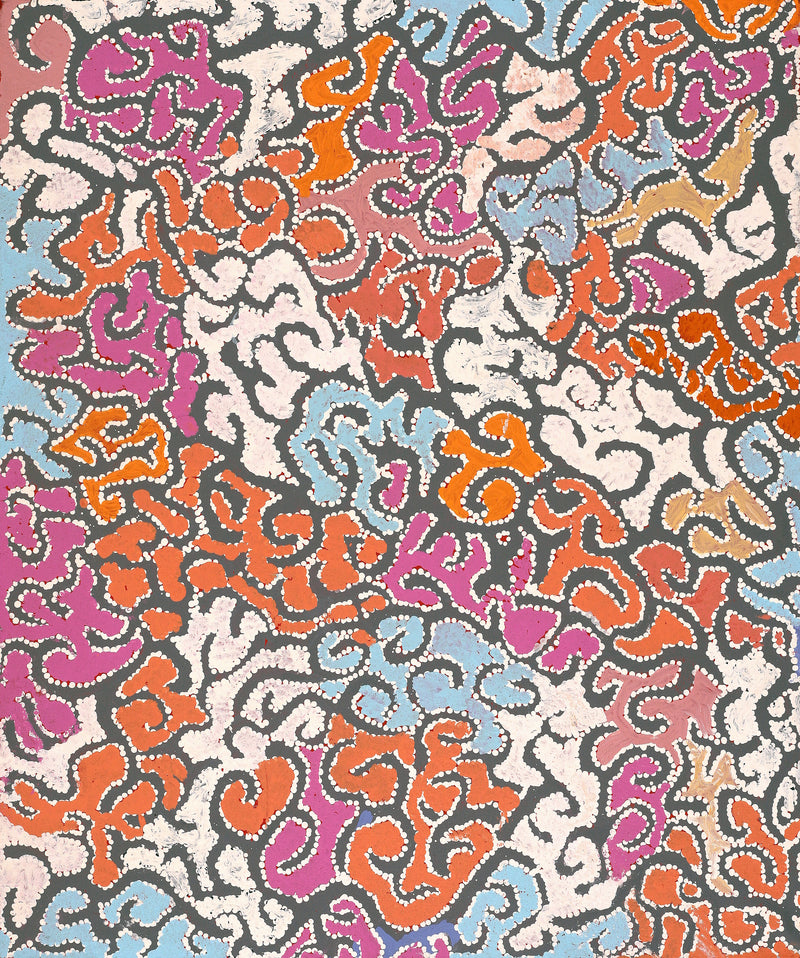 Aboriginal Artwork by Peggy Nampijinpa Brown, Warlukurlangu Jukurrpa (Fire country Dreaming), 91x76cm