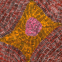Aboriginal Artwork by Peggy Nampijinpa Brown, Warlukurlangu Jukurrpa (Fire country Dreaming), 30x30cm