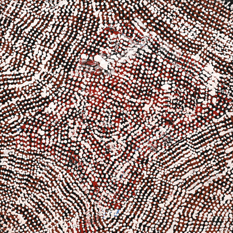 Aboriginal Artwork by Peggy Nampijinpa Brown, Warlukurlangu Jukurrpa (Fire country Dreaming), 30x30cm
