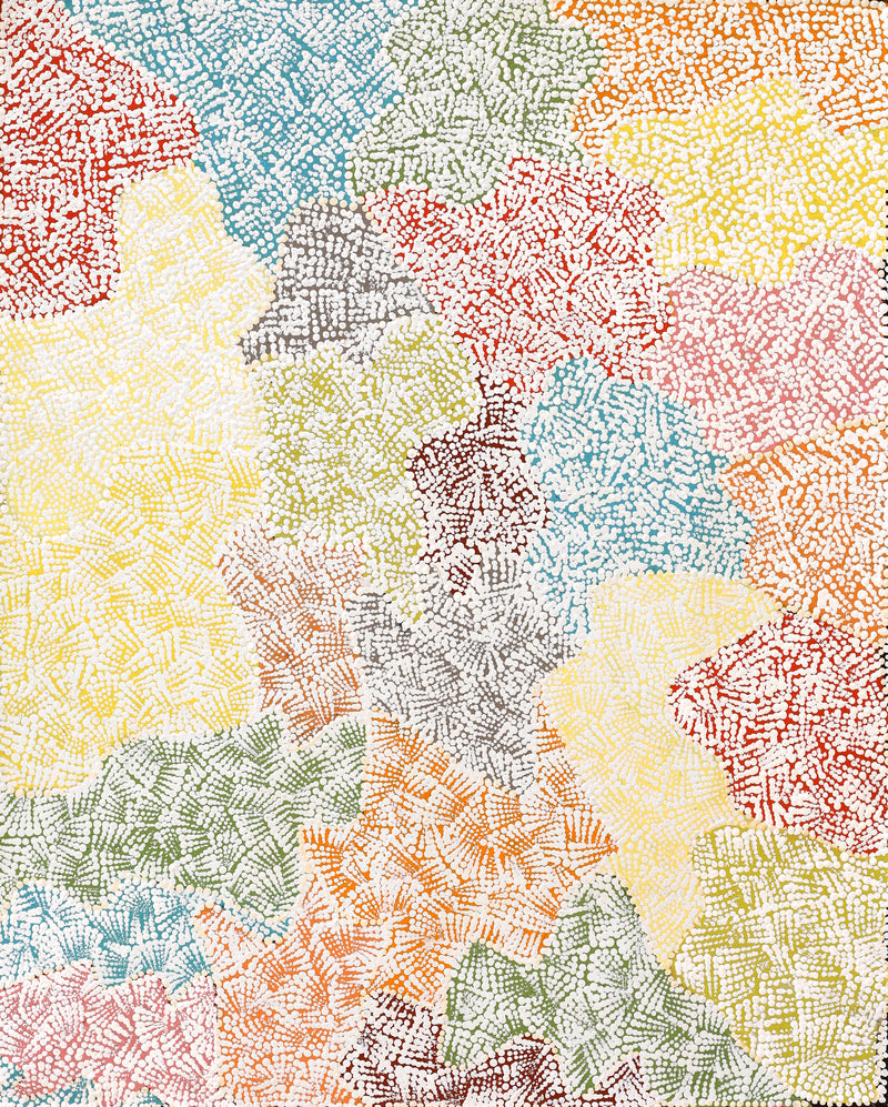 Aboriginal Artwork by Peggy Nampijinpa Brown, Warlukurlangu Jukurrpa (Fire country Dreaming), 76x61cm