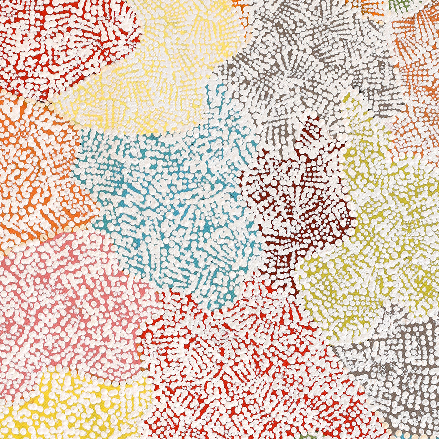 Aboriginal Artwork by Peggy Nampijinpa Brown, Warlukurlangu Jukurrpa (Fire country Dreaming), 76x61cm