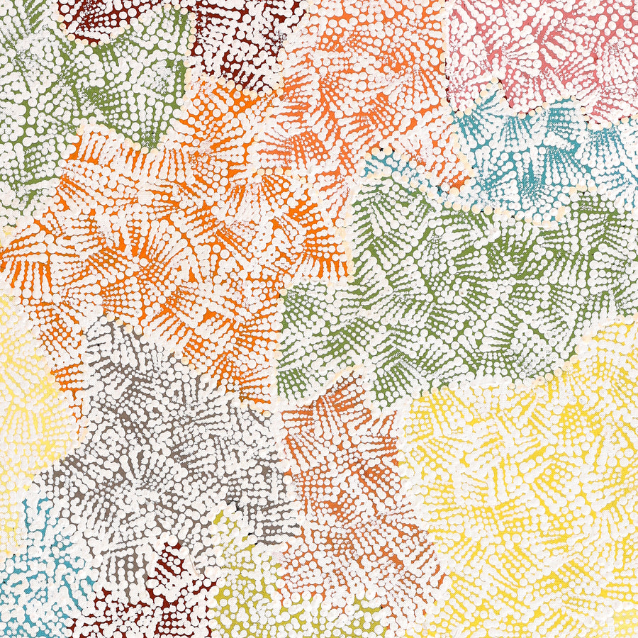 Aboriginal Artwork by Peggy Nampijinpa Brown, Warlukurlangu Jukurrpa (Fire country Dreaming), 76x61cm