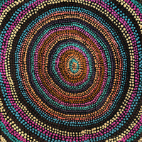 Aboriginal Artwork by Peggy Nampijinpa Brown, Warlukurlangu Jukurrpa (Fire country Dreaming), 40x40cm