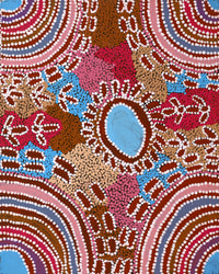 Aboriginal Artwork by Peggy Nampijinpa Brown, Warlukurlangu Jukurrpa (Fire country Dreaming), 50x40cm