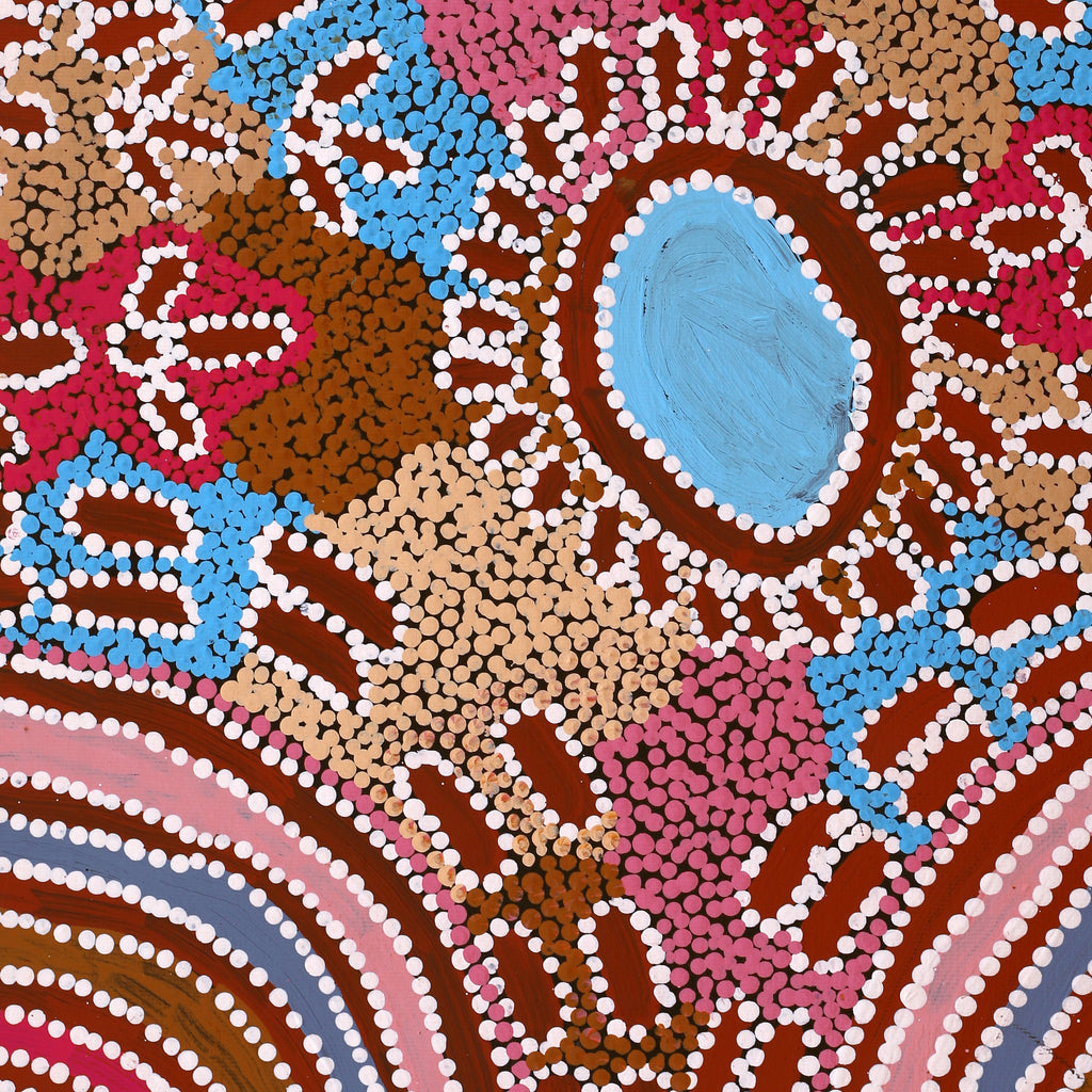 Aboriginal Artwork by Peggy Nampijinpa Brown, Warlukurlangu Jukurrpa (Fire country Dreaming), 50x40cm