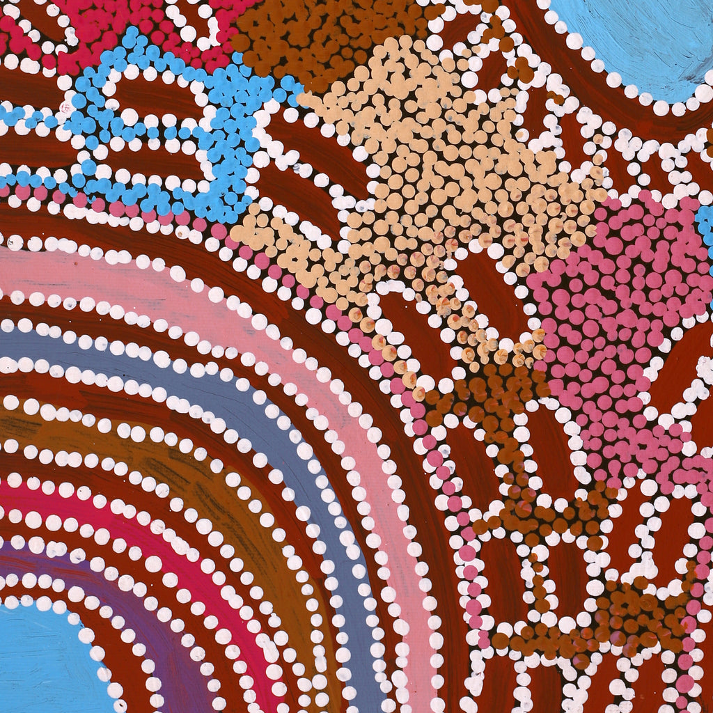 Aboriginal Artwork by Peggy Nampijinpa Brown, Warlukurlangu Jukurrpa (Fire country Dreaming), 50x40cm