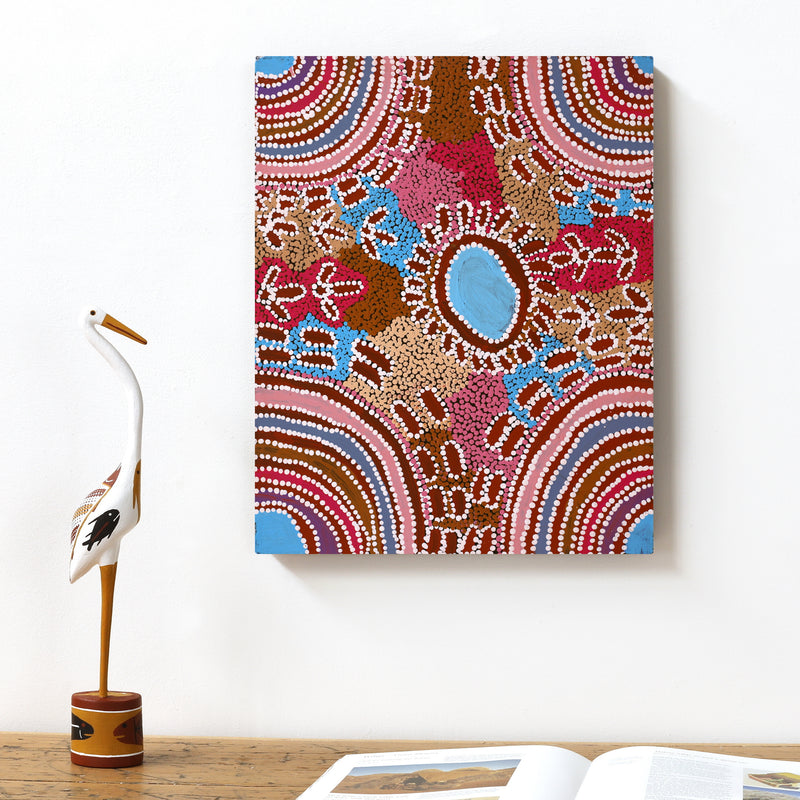 Aboriginal Artwork by Peggy Nampijinpa Brown, Warlukurlangu Jukurrpa (Fire country Dreaming), 50x40cm