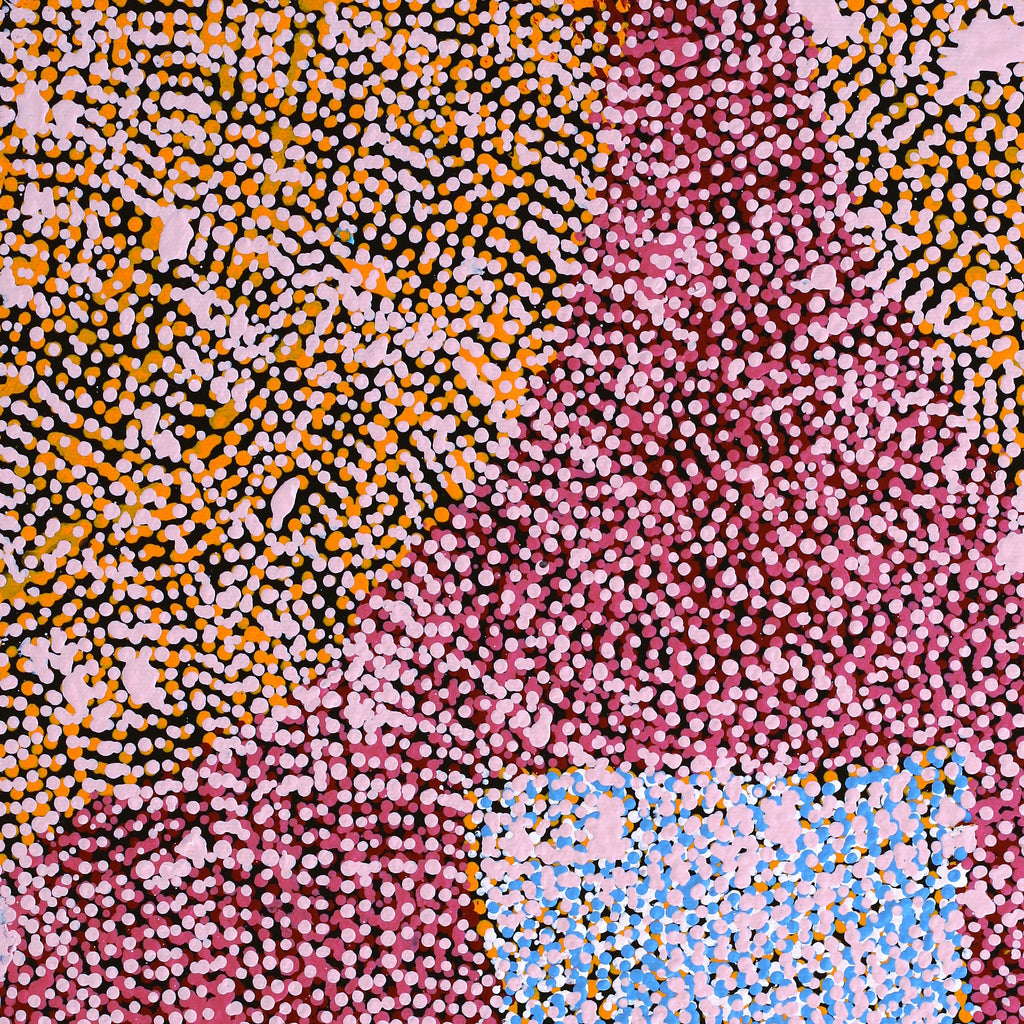 Aboriginal Artwork by Peggy Nampijinpa Brown, Warlukurlangu Jukurrpa (Fire country Dreaming), 50x40cm