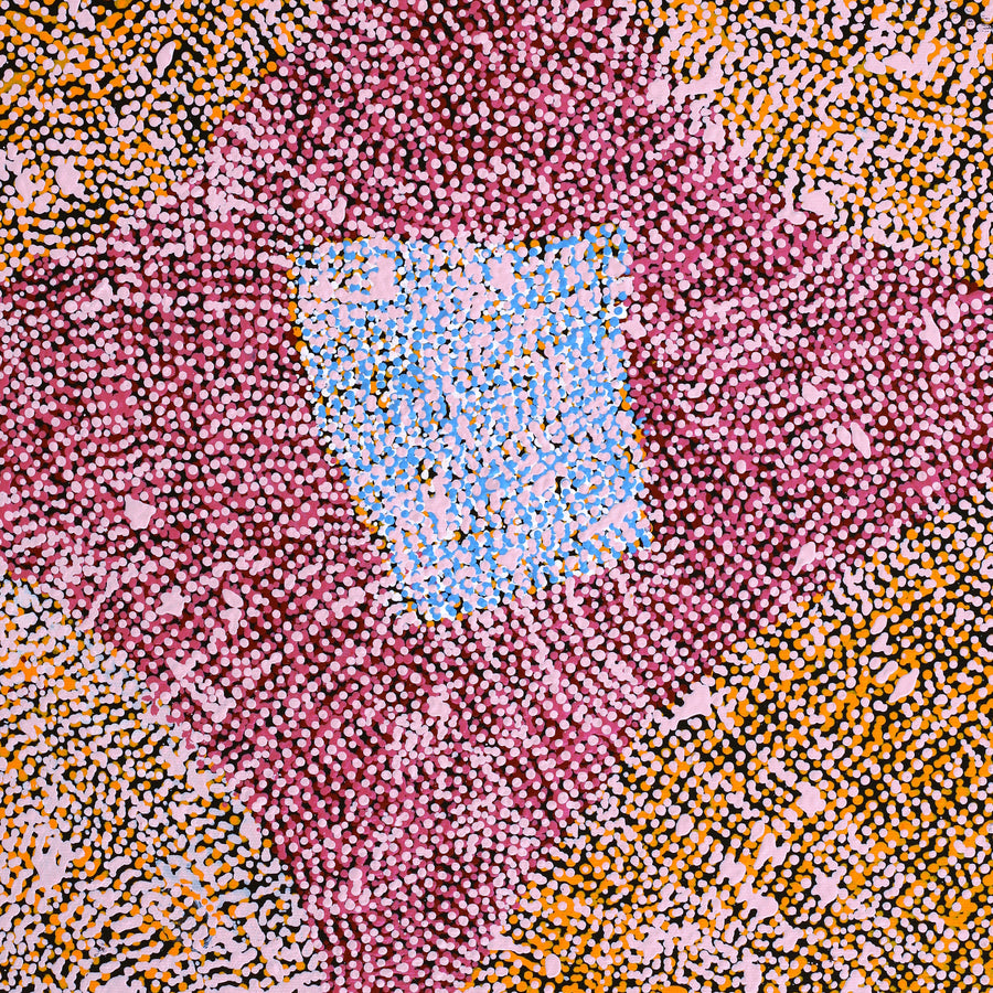 Aboriginal Artwork by Peggy Nampijinpa Brown, Warlukurlangu Jukurrpa (Fire country Dreaming), 50x40cm