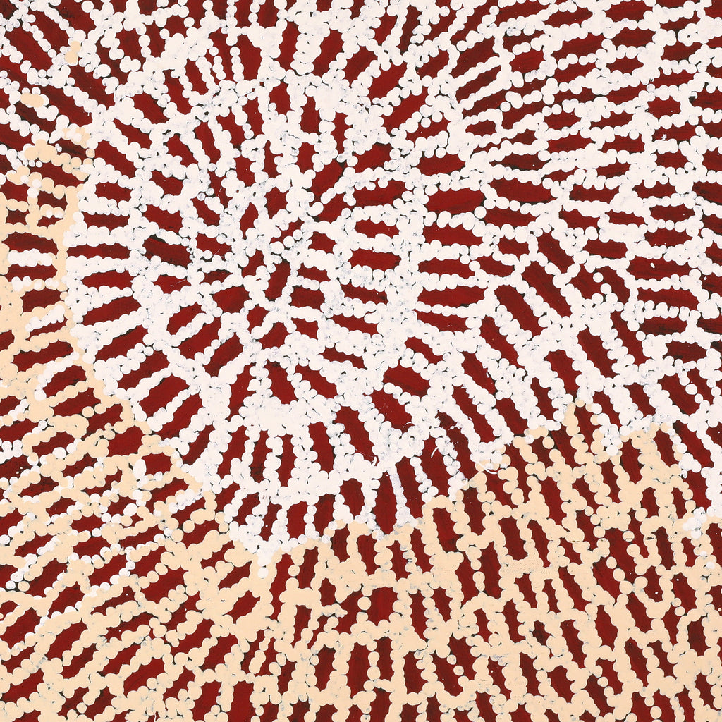 Aboriginal Artwork by Peggy Nampijinpa Brown, Warlukurlangu Jukurrpa (Fire country Dreaming), 61x61cm