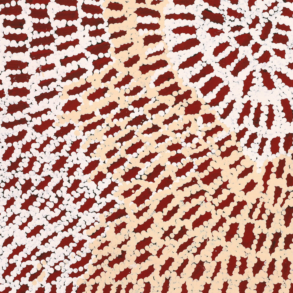 Aboriginal Artwork by Peggy Nampijinpa Brown, Warlukurlangu Jukurrpa (Fire country Dreaming), 61x61cm