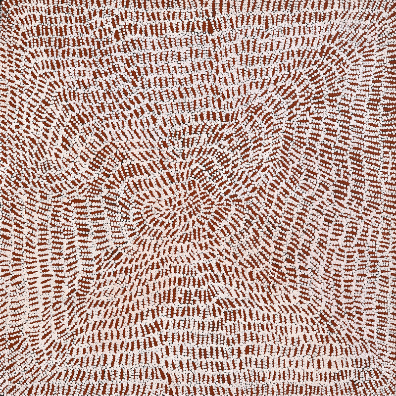 Aboriginal Artwork by Peggy Nampijinpa Brown, Warlukurlangu Jukurrpa (Fire country Dreaming), 76x76cm