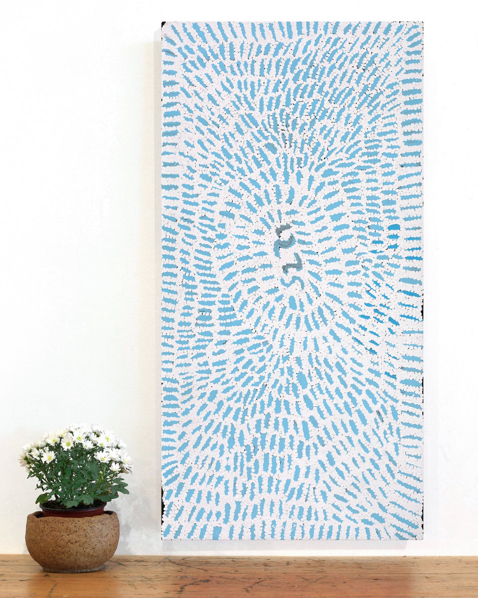 Aboriginal Artwork by Peggy Nampijinpa Brown, Warlukurlangu Jukurrpa (Fire country Dreaming), 91x46cm