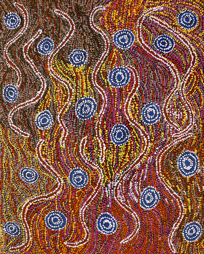 Aboriginal Artwork by Peggy Napurrurla Granites, Yarungkanyi Jukurrpa (Mt Doreen Dreaming), 76x61cm
