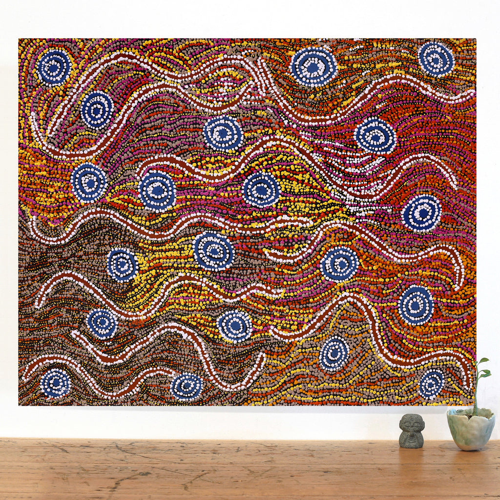 Aboriginal Artwork by Peggy Napurrurla Granites, Yarungkanyi Jukurrpa (Mt Doreen Dreaming), 76x61cm