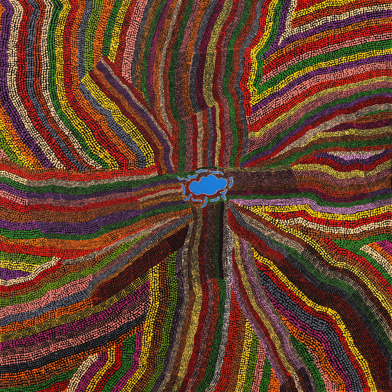 Aboriginal Artwork by Peggy Napurrurla Granites, Pirlarla Jukurrpa (Dogwood Tree Bean Dreaming), 107x107cm