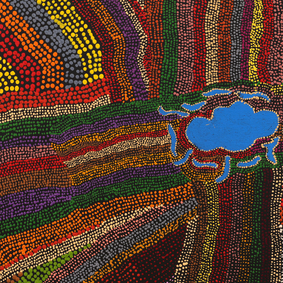 Aboriginal Artwork by Peggy Napurrurla Granites, Pirlarla Jukurrpa (Dogwood Tree Bean Dreaming), 107x107cm