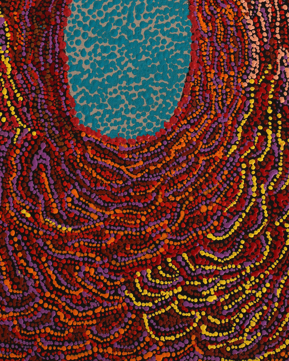 Aboriginal Artwork by Peggy Napurrurla Granites, Pirlarla Jukurrpa (Dogwood Tree Bean Dreaming), 61x30cm