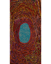 Aboriginal Artwork by Peggy Napurrurla Granites, Pirlarla Jukurrpa (Dogwood Tree Bean Dreaming), 61x30cm