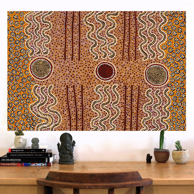 Aboriginal Artwork by Phyllis Donegan, Tali Tjuta, 91x61cm