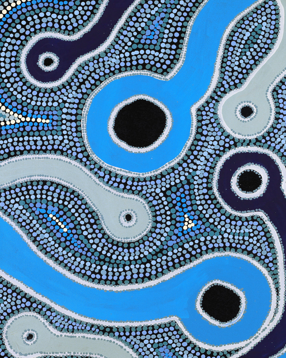 Aboriginal Artwork by Prudence Andy, Kapi Tjukula (rockholes), 102x76cm