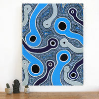 Aboriginal Artwork by Prudence Andy, Kapi Tjukula (rockholes), 102x76cm