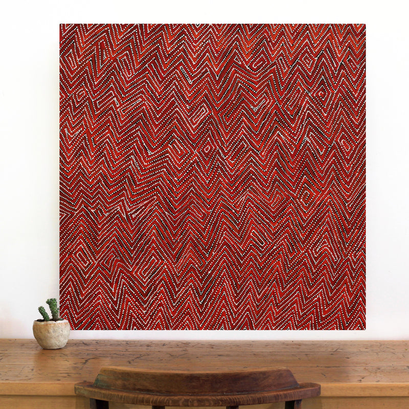 Aboriginal Artwork by Reanne Nampijinpa Brown, Pamapardu Jukurrpa (Flying Ant Dreaming) - Warntungurru, 76x76cm