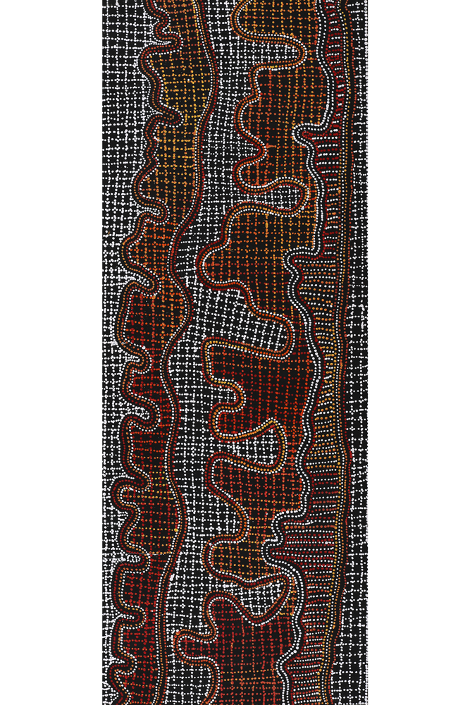 Aboriginal Artwork by Reanne Nampijinpa Brown, Pamapardu Jukurrpa (Flying Ant Dreaming) - Warntungurru, 122x46cm
