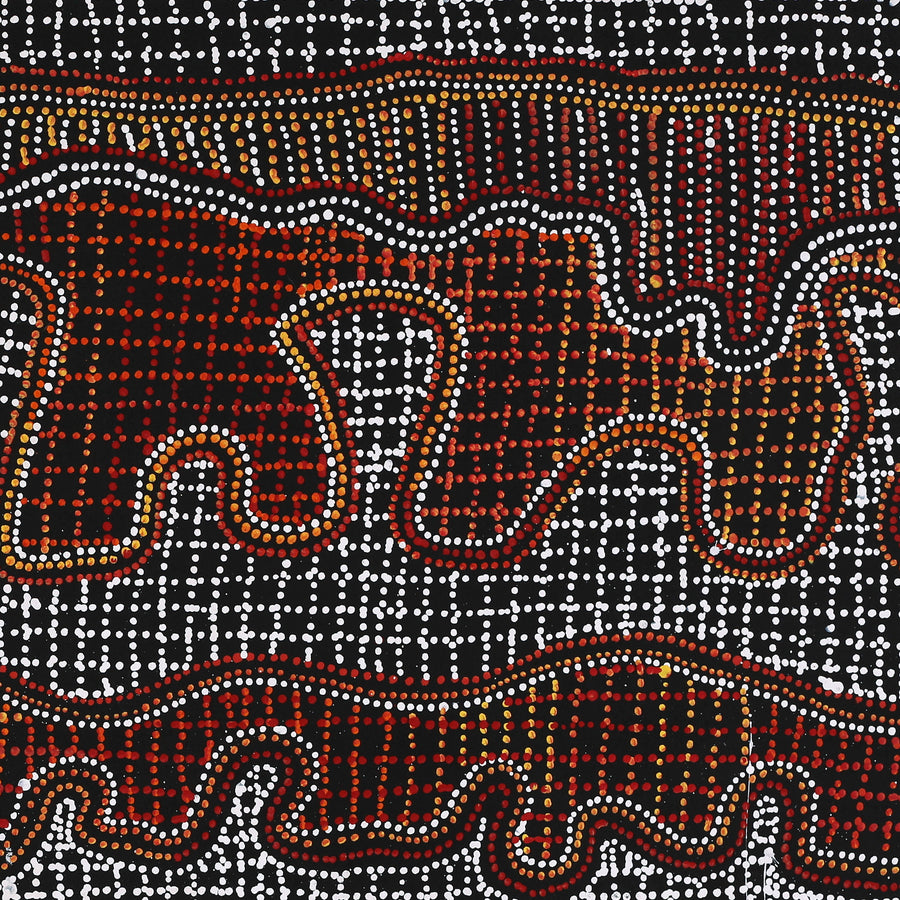 Aboriginal Artwork by Reanne Nampijinpa Brown, Pamapardu Jukurrpa (Flying Ant Dreaming) - Warntungurru, 122x46cm