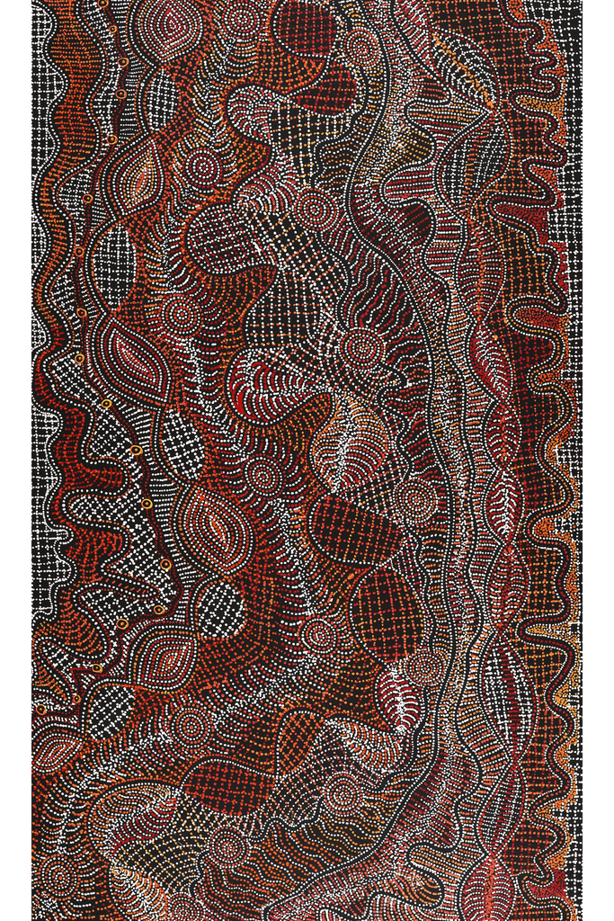 Aboriginal Artwork by Reanne Nampijinpa Brown, Ngapa Jukurrpa (Water Dreaming) - Mikanji, 152x91cm - ART ARK®