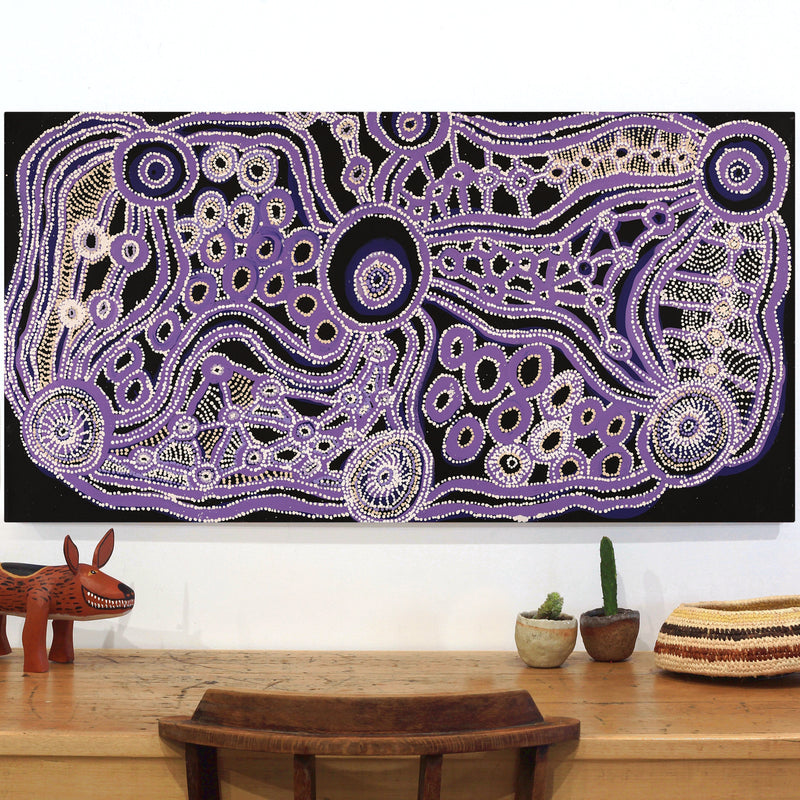Aboriginal Artwork by Renita Stanley, Minyma Kutjara Wingellina, 122x61cm