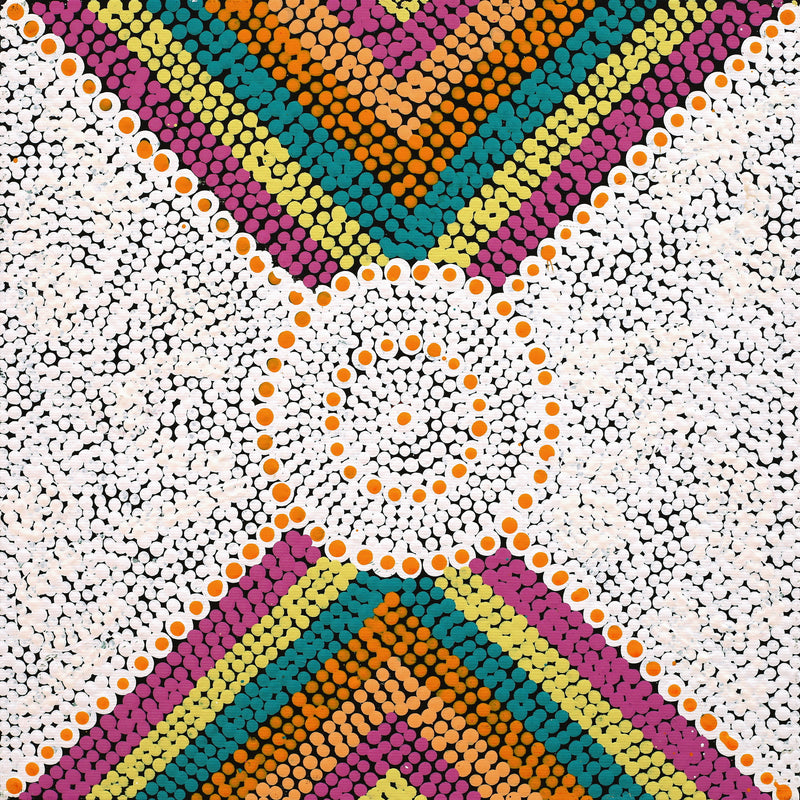 Aboriginal Artwork by Rayleen Nangala Briscoe, Karnta Jukurrpa (Womens Dreaming), 30x30cm